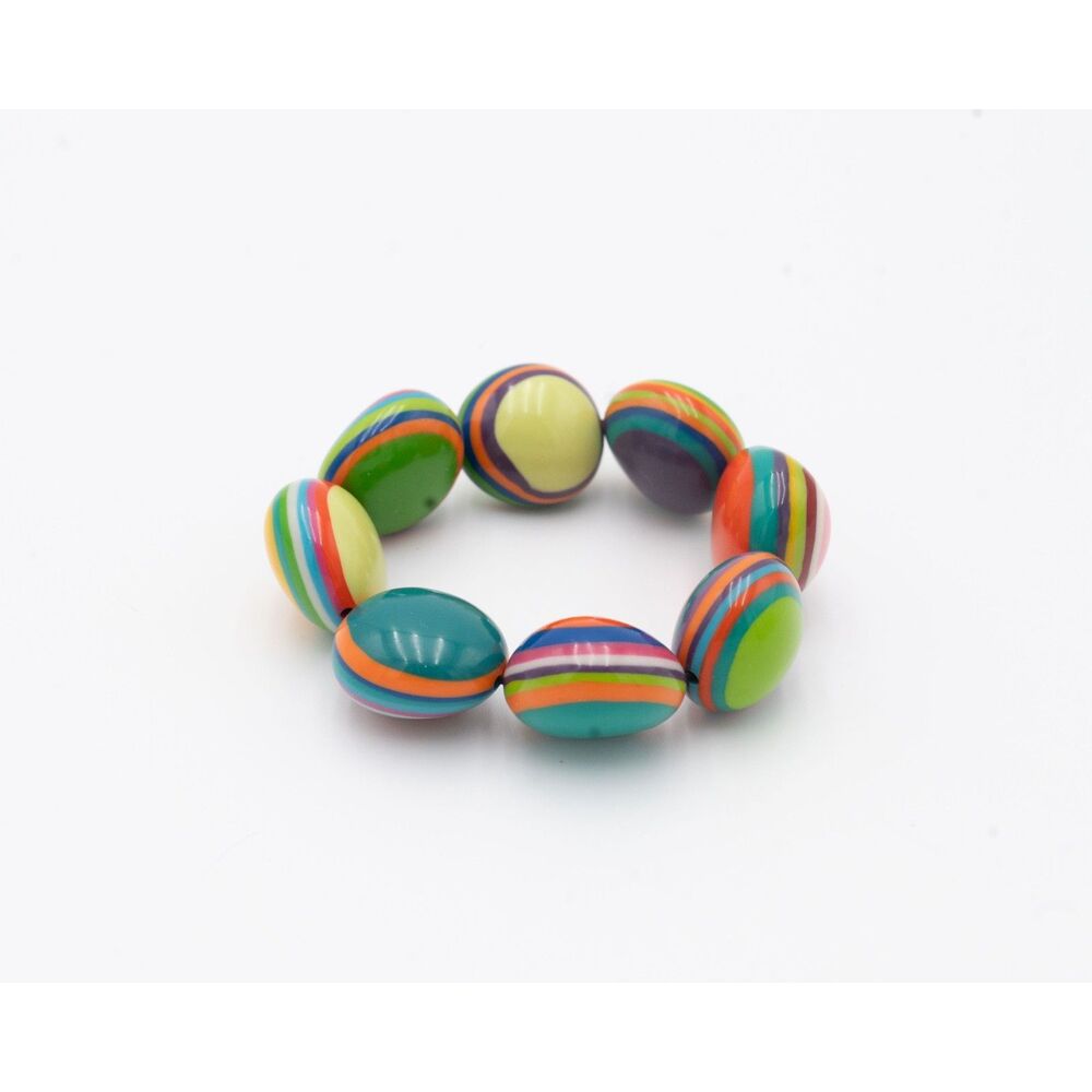 Sobral Pop Art Andy Stretch Bracelet Multicolor Striped Resin Bead Elastic